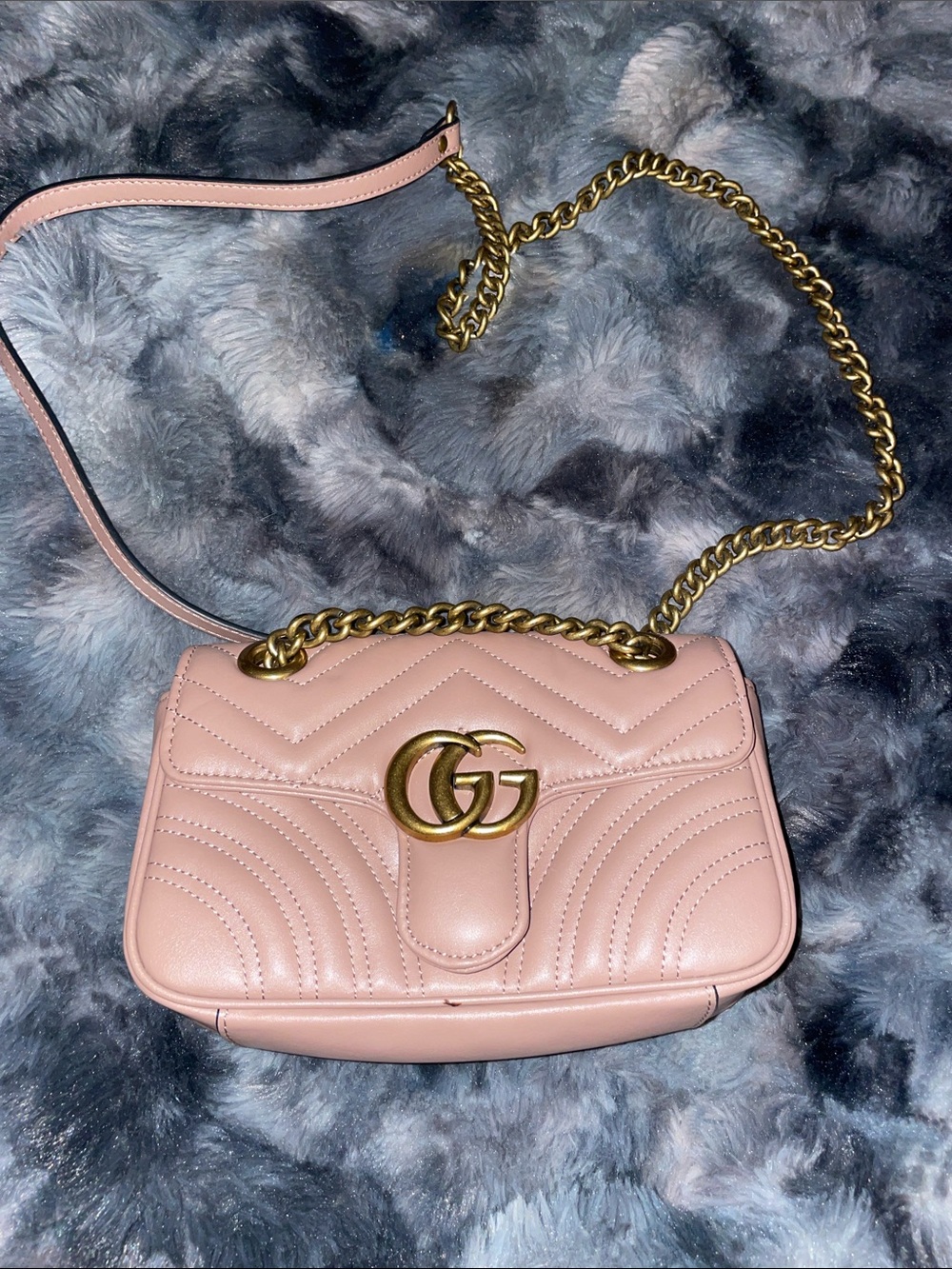 Gucci Pink Quilted Leather Crossbody with Gold GG Chain